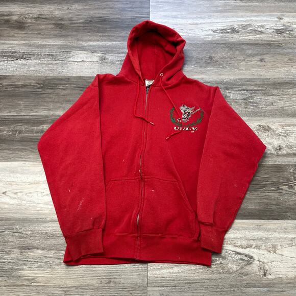 Vintage University of Las Vegas UNLV Rebels Red Mens L Collegiate Hoodie 90s - Picture 1 of 8